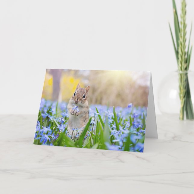 Chipmunk With Flower Card (Front)