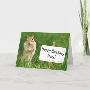 Chipmunk with Happy Birthday Sign Card