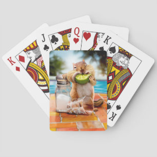 Chipmunk With Lime Playing Cards