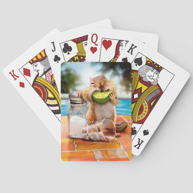 Chipmunk With Lime Playing Cards (Back)