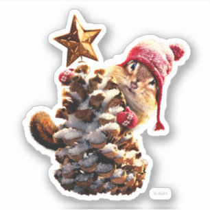 Chipmunk With Pine Cone Tree