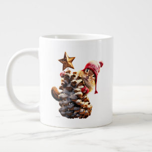 Chipmunk With Pine Cone Tree Large Coffee Mug