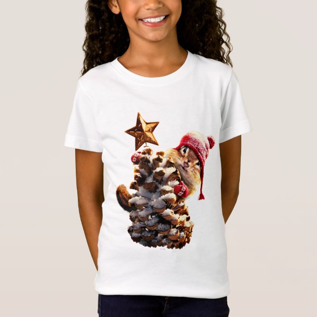 Chipmunk With Pine Cone Tree T-Shirt (Front)
