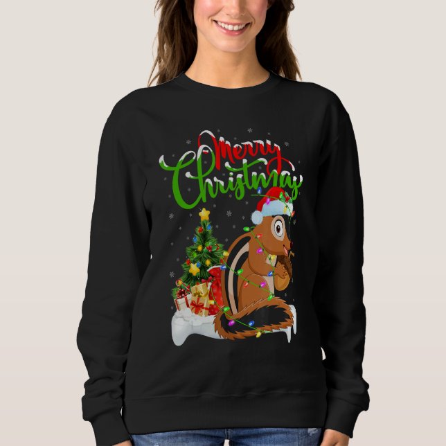 Chipmunk   Xmas Decorations Santa Chipmunk Christm Sweatshirt (Front)
