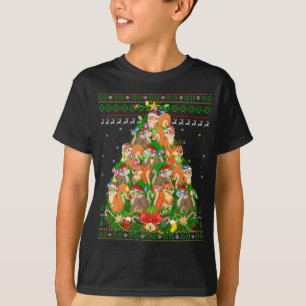 Chipmunk Xmas Lighting Tree Santa Chipmunk Ugly Ch T-Shirt