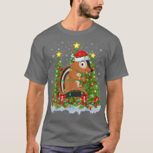 Chipmunk Xmas Lights Santa Chipmunk Christmas Tree T-Shirt