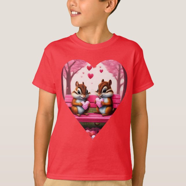 Chipmunks and candy hearts T-Shirt (Front)