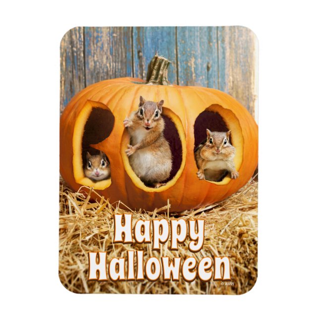 Chipmunks Inside Boo Jack-o-Lantern Magnet (Vertical)