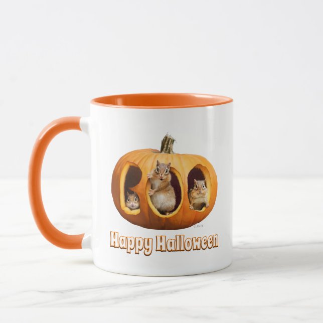 Chipmunks Inside Boo Jack-o-Lantern Mug (Left)