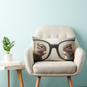 Chipmunks Peering Through Big Black Glasses  Lumbar Cushion