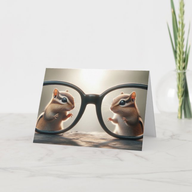 Chipmunks Peering Through Glasses  Card (Front)