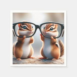 Chipmunks With Black Eyeglasses Napkin