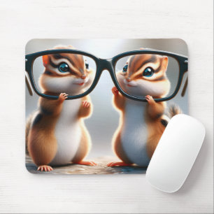 Chipmunks With Black Glasses Mouse Pad