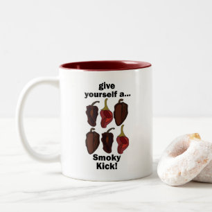Chipotle Give Yourself a Smoky Kick Funny Chipotle Two-Tone Coffee Mug