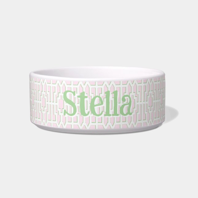 Chippendale Fret in Pink and Green Bowl (Front)
