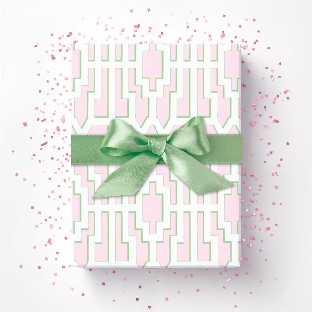 Chippendale Fret in Pink and Green Wrapping Paper (Creator Uploaded)
