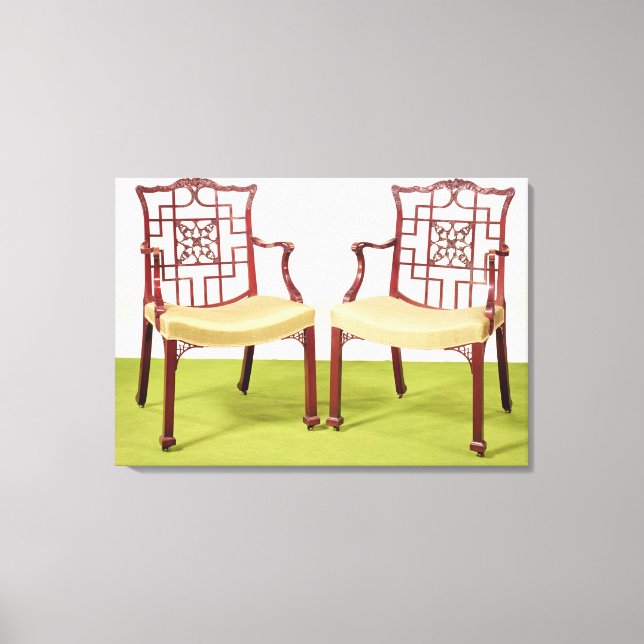 Chippendale mahogany dining chairs canvas print (Front)