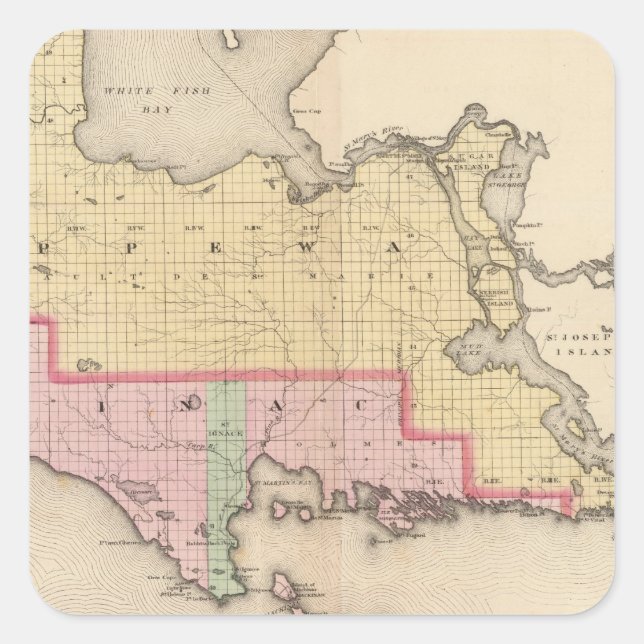 Chippewa County  Mackinac County Michigan Square Sticker (Front)