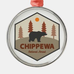 Chippewa National Forest Minnesota Bear Metal Tree Decoration