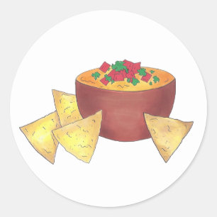 Chips Chilli Con Queso Blanco Nachos Cheese Dip Classic Round Sticker