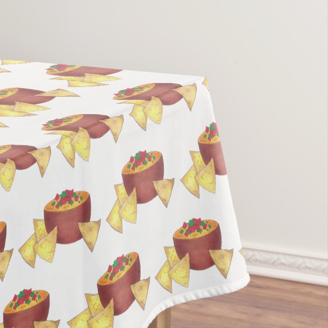 Chips Chilli Con Queso Blanco Nachos Cheese Dip Tablecloth (In Situ)