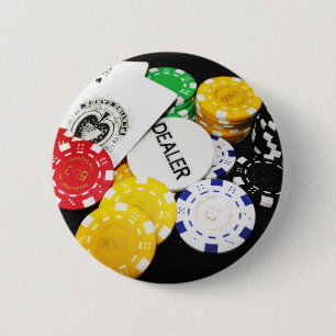 Chips Gambling Casino Win Game Luck Risk Bet 6 Cm Round Badge