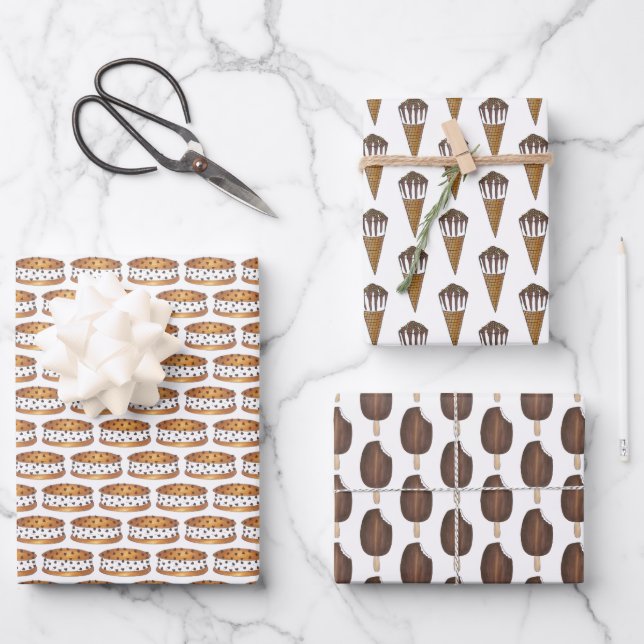 Chipwich Ice Cream Sandwich Peanut Cone Popsicle Wrapping Paper Sheet (Front)