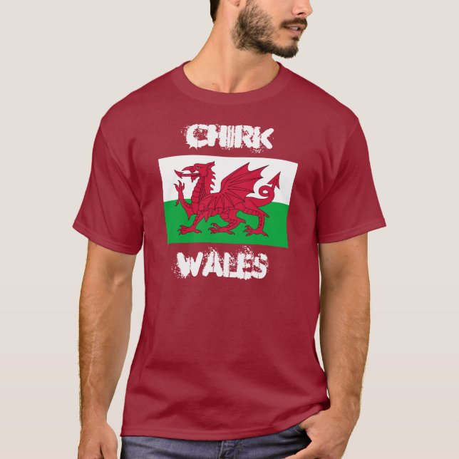 Chirk, Wales with Welsh flag T-Shirt (Front)