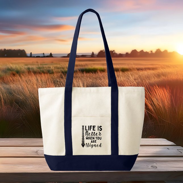 Chiropractic Business Life is Better Aligned Swag Tote Bag (Chiropractic Life is Better Aligned Large Tote Bag)