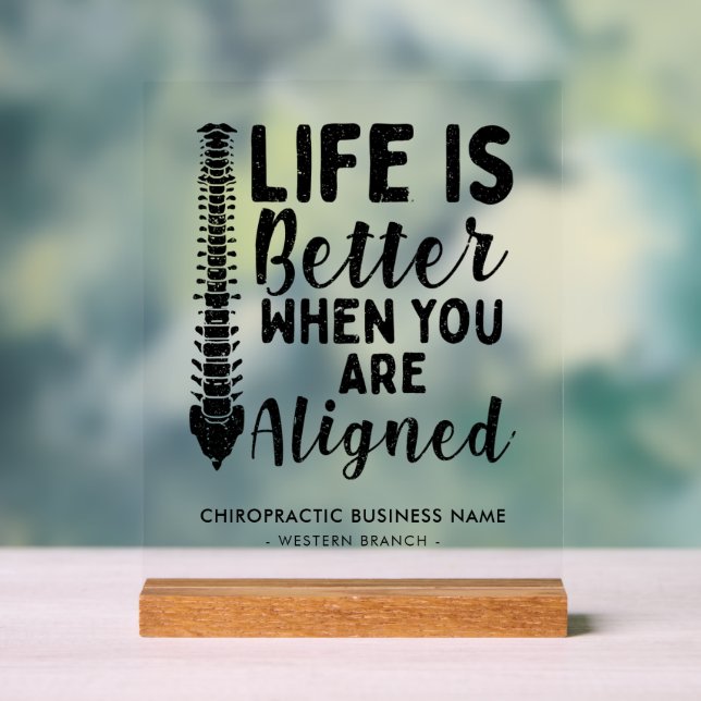Chiropractic Business Name Chiropractor Office Acrylic Sign (Neutral)