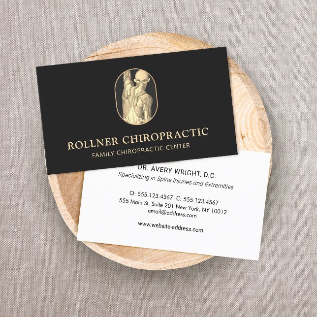 Chiropractic Chiropractor Anatomy Figure Logo Business Card (Creator Uploaded)