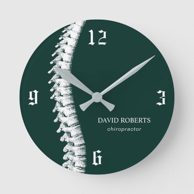 Chiropractic Chiropractor Spine Therapist Green Round Clock (Front)