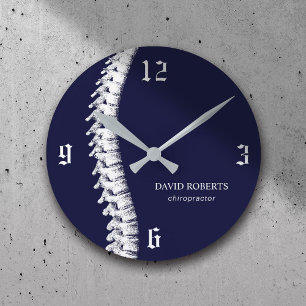 Chiropractic Chiropractor Spine Therapist Navy Round Clock