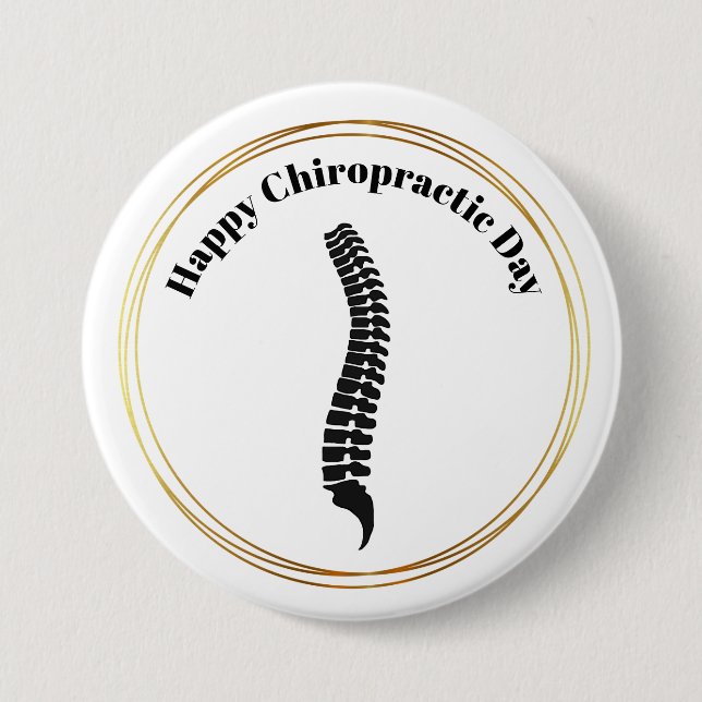 Chiropractic Day Spine Silhouette Button (Front)