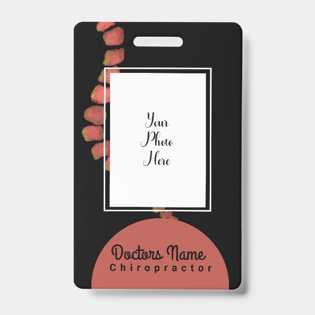 Chiropractic Doctor Chiropractor Watercolor Spine ID Badge (Front)