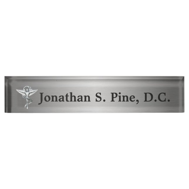 Chiropractic Emblem Personalised Desk Nameplate (Front)