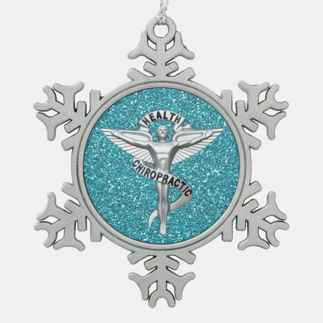 Chiropractic Emblem Pewter Snowflake Ornament (Front)