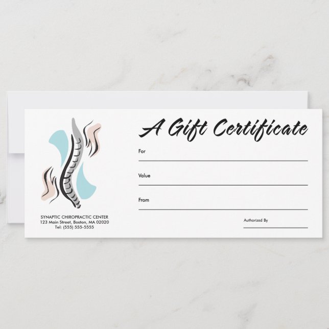 Chiropractic Gift Certificates (Front)