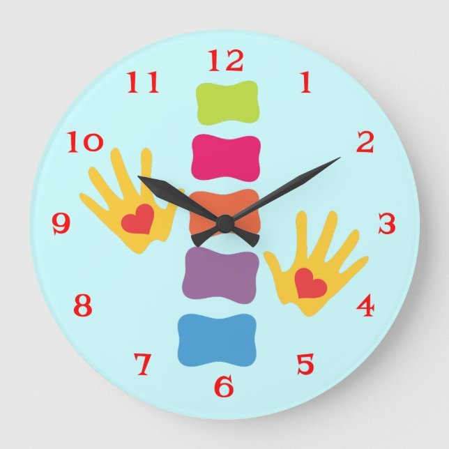 Chiropractic Hands and Spine Logo Wall Clock (Front)