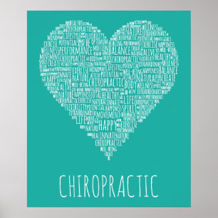 Chiropractic Heart-Shaped Word Collage Poster