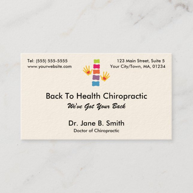 Chiropractic Logo Business Cards (Front)