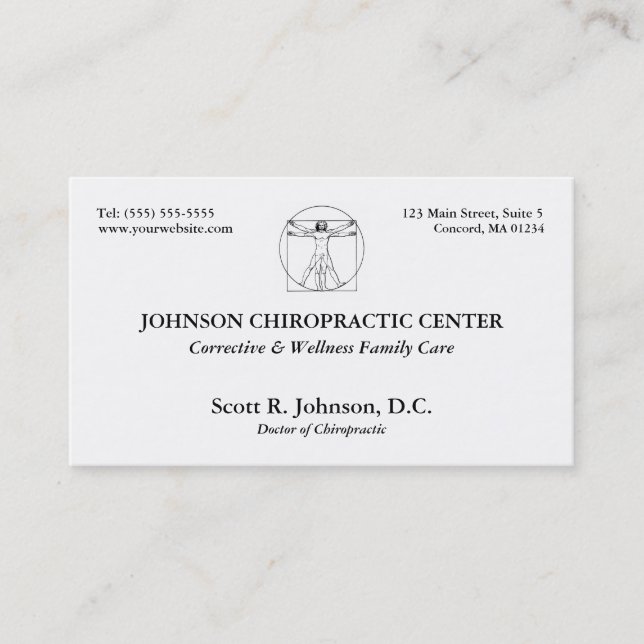 Chiropractic Logo Business Cards (Front)