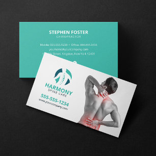 Chiropractic Massage Therapy Chiropractor Teal Business Card