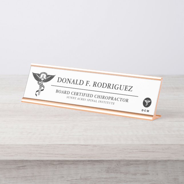 Chiropractic Medicine Personalised Desk Name Plate (Front)