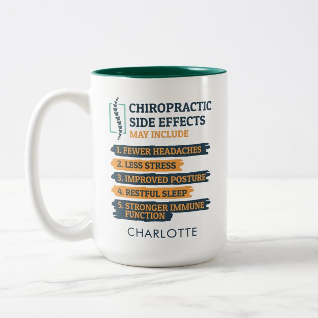 Chiropractic Side Effect Chiropractor Gag Two-Tone Coffee Mug (Left)