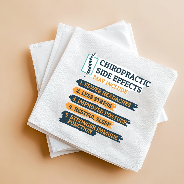 Chiropractic Side Effects Funny Chiropractor Gag Napkin (Chiropractic Side effects Gag Paper Napkins)