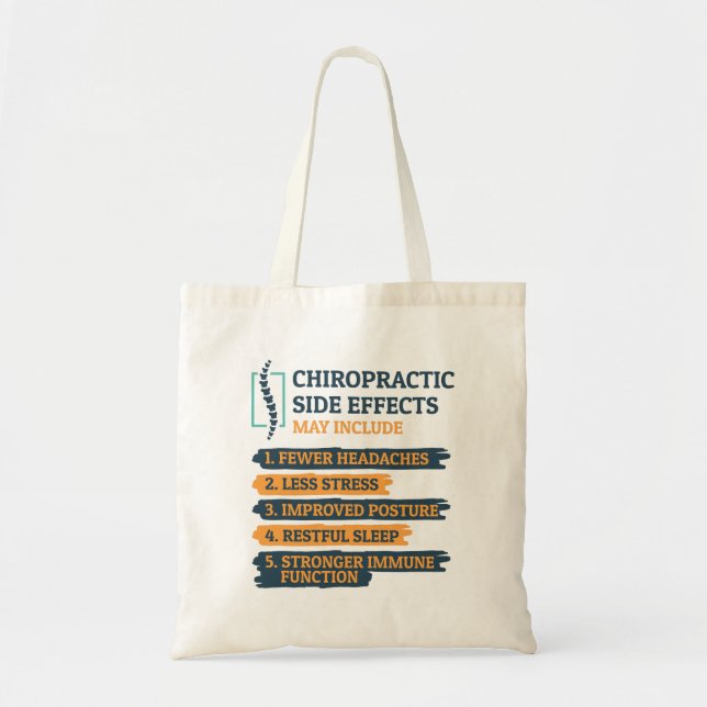 Chiropractic Side Effects Funny Chiropractor Gag Tote Bag (Front)