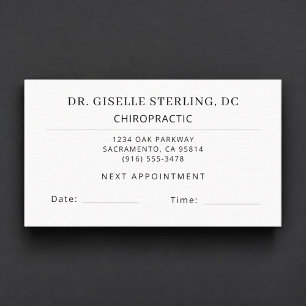 Chiropractic Spine Doctor Office Appointment Card