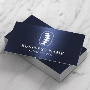 Chiropractic Spine Logo Navy Blue Chiropractor Business Card