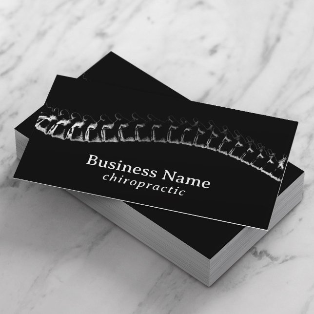 Chiropractic Spine Therapist Black Chiropractor Business Card (Creator Uploaded)